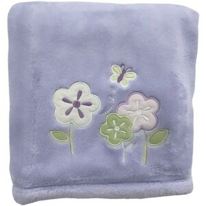 NEW Tiddliwinks Purple Flower Butterfly Baby Blanket Soft Lovey Girl 30x40‎ htf